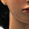 Stainless Steel Stud Earring, Flower Design, with White Crystal, Polished, Golden Finish, 02.271.0005