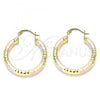 Oro Laminado Medium Hoop, Gold Filled Style Diamond Cutting Finish, Tricolor, 5.138.013.1.30