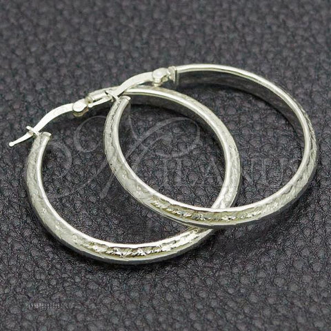 Sterling Silver Medium Hoop, Diamond Cutting Finish, Silver Finish, 02.389.0119.30