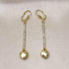 Oro Laminado Long Earring, Gold Filled Style Heart Design, with Cubic Zirconia, Golden Finish, 5.088.013