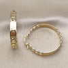Oro Laminado Medium Hoop, Gold Filled Style Miami Cuban and Love Design, Polished, Golden Finish, 02.170.0514.40