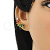 Oro Laminado Earcuff Earring, Gold Filled Style with Multicolor Cubic Zirconia, Polished, Golden Finish, 02.210.0705.1