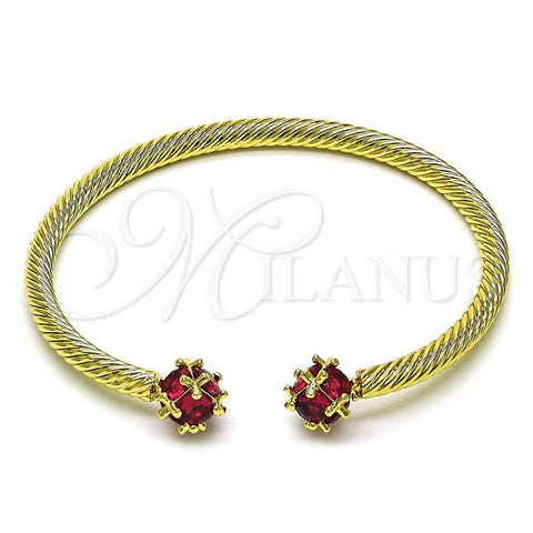 Oro Laminado Individual Bangle, Gold Filled Style with Ruby Cubic Zirconia, Polished, Golden Finish, 07.342.0003