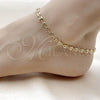Oro Laminado Fancy Anklet, Gold Filled Style Puff Mariner Design, Polished, Golden Finish, 04.326.0006.10