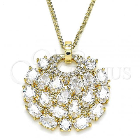 Oro Laminado Pendant Necklace, Gold Filled Style with White Cubic Zirconia, Polished, Golden Finish, 04.283.0019.20