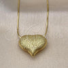 Oro Laminado Pendant Necklace, Gold Filled Style Chunky and Hollow Design, Matte Finish, Golden Finish, 04.341.0124.18