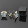 Oro Laminado Stud Earring, Gold Filled Style Butterfly Design, Turquoise Enamel Finish, Golden Finish, 5.126.069 *PROMO*