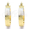 Oro Laminado Medium Hoop, Gold Filled Style Diamond Cutting Finish, Tricolor, 02.170.0248.25