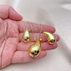 Oro Laminado Earring and Pendant Adult Set, Gold Filled Style Chunky Design, Polished, Golden Finish, 10.368.0002