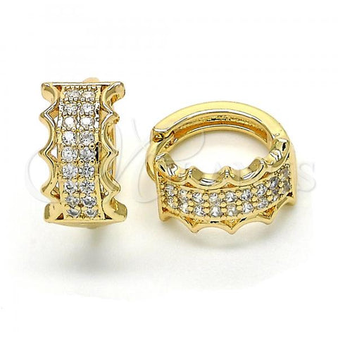 Oro Laminado Small Hoop, Gold Filled Style with White Cubic Zirconia, Polished, Golden Finish, 02.210.0141.15