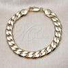 Oro Laminado Basic Bracelet, Gold Filled Style Curb Design, Polished, Golden Finish, 04.213.0299.08