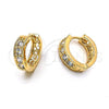 Oro Laminado Huggie Hoop, Gold Filled Style with White Cubic Zirconia, Polished, Golden Finish, 02.165.0042