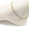 Oro Laminado Basic Anklet, Gold Filled Style Miami Cuban and Ball Design, Polished, Golden Finish, 03.213.0306.09