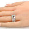 Rhodium Plated Wedding Ring, Duo Design, with White Cubic Zirconia, Polished, Rhodium Finish, 01.99.0034.1.07 (Size 7)