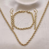Oro Laminado Necklace and Bracelet, Gold Filled Style Chunky Design, Polished, Golden Finish, 06.372.0065