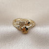 Oro Laminado Multi Stone Ring, Gold Filled Style Flower Design, with White Micro Pave, Polished, Golden Finish, 01.266.0059