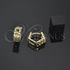 Oro Laminado Huggie Hoop, Gold Filled Style Ball Design, Polished, Golden Finish, 5.133.013