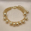 Oro Laminado Fancy Bracelet, Gold Filled Style Ball and Rolo Design, Polished, Golden Finish, 03.331.0302.08