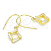 Sterling Silver Dangle Earring, with White Cubic Zirconia, Polished, Golden Finish, 02.366.0007.1