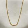 Oro Laminado Basic Necklace, Gold Filled Style Rope Design, Diamond Cutting Finish, Golden Finish, 04.118.0112.28