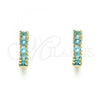 Oro Laminado Huggie Hoop, Gold Filled Style with Blue Topaz Cubic Zirconia, Polished, Golden Finish, 02.210.0602.2.12