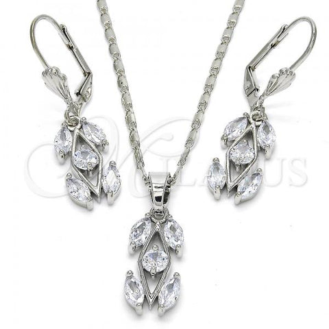 Rhodium Plated Earring and Pendant Adult Set, with White Cubic Zirconia, Polished, Rhodium Finish, 10.210.0067.5