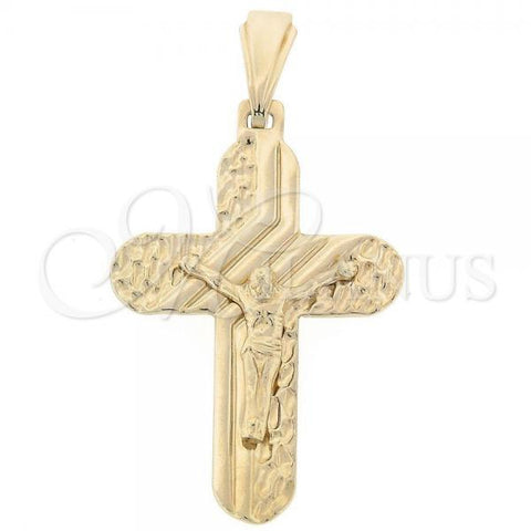 Oro Laminado Religious Pendant, Gold Filled Style Crucifix Design, Golden Finish, 05.16.0140