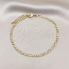 Oro Laminado Basic Anklet, Gold Filled Style Figaro Design, Polished, Golden Finish, 04.213.0241.10