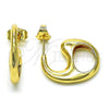Oro Laminado Stud Earring, Gold Filled Style Puff Mariner Design, Polished, Golden Finish, 02.163.0224