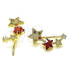 Oro Laminado Earcuff Earring, Gold Filled Style Star Design, with Multicolor Micro Pave and Garnet Cubic Zirconia, Polished, Golden Finish, 02.210.0727.1