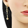 Oro Laminado Long Earring, Gold Filled Style Paperclip Design, Polished, Golden Finish, 02.213.0562