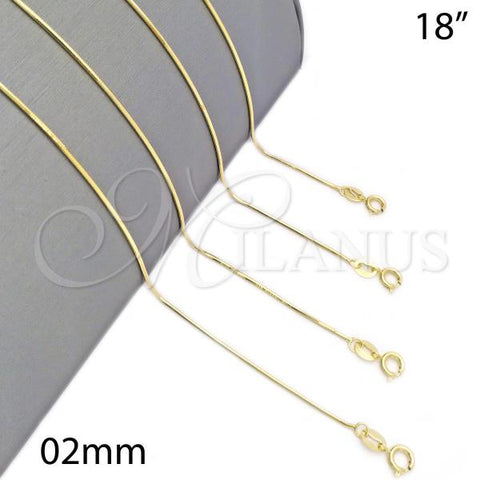 Oro Laminado Basic Necklace, Gold Filled Style Snake  Design, Golden Finish, 04.09.0180.18