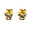 Oro Laminado Stud Earring, Gold Filled Style Butterfly Design, with Multicolor Cubic Zirconia, Polished, Golden Finish, 02.387.0105