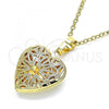Oro Laminado Locket Pendant, Gold Filled Style Heart Design, Polished, Golden Finish, 05.117.0022