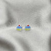 Sterling Silver Stud Earring, Cupcake Design, Light Blue Enamel Finish, Silver Finish, 02.406.0009.02