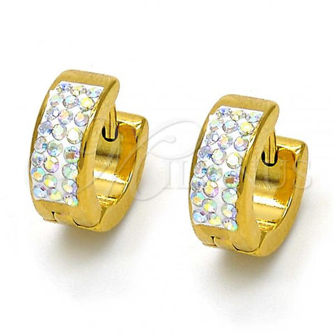 Stainless Steel Huggie Hoop, with  Crystal, Polished, Golden Finish, 02.230.0015.15
