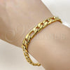 Stainless Steel Basic Bracelet, Figaro Design, Polished, Golden Finish, 03.257.0002.09