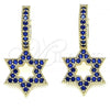 Oro Laminado Huggie Hoop, Gold Filled Style Star of David Design, with Sapphire Blue Micro Pave, Polished, Golden Finish, 02.210.0472.3.15