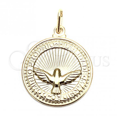 Oro Laminado Religious Pendant, Gold Filled Style Eagle Design, Resin Finish, Golden Finish, 05.09.0087