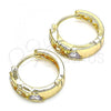 Oro Laminado Huggie Hoop, Gold Filled Style with Multicolor Cubic Zirconia, Polished, Golden Finish, 02.210.0590.2.15