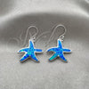 Sterling Silver Dangle Earring, Star Design, with Bermuda Blue Opal, Polished, Silver Finish, 02.391.0005
