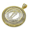 Oro Laminado Religious Pendant, Gold Filled Style Centenario Coin and San Judas Design, with White Cubic Zirconia, Polished, Golden Finish, 05.253.0176