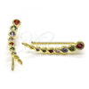 Oro Laminado Earcuff Earring, Gold Filled Style with Multicolor Cubic Zirconia, Polished, Golden Finish, 02.210.0736.1