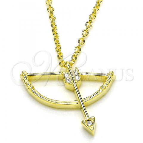 Sterling Silver Pendant Necklace, with White Cubic Zirconia, Polished, Golden Finish, 04.336.0059.2.16