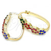 Oro Laminado Small Hoop, Gold Filled Style with Multicolor Crystal, Polished, Golden Finish, 02.100.0069.4.15