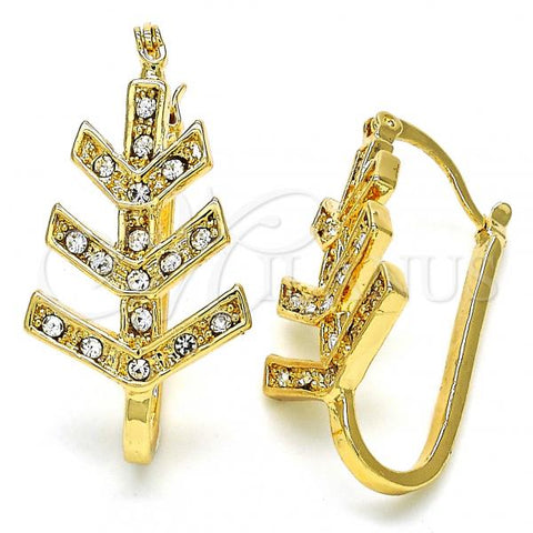 Oro Laminado Small Hoop, Gold Filled Style with White Crystal, Polished, Golden Finish, 02.100.0093.15