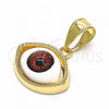 Oro Laminado Fancy Pendant, Gold Filled Style Evil Eye Design, Red Resin Finish, Golden Finish, 05.351.0050.1