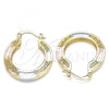 Oro Laminado Small Hoop, Gold Filled Style Evil Eye Design, Polished, Tricolor, 02.170.0345.25