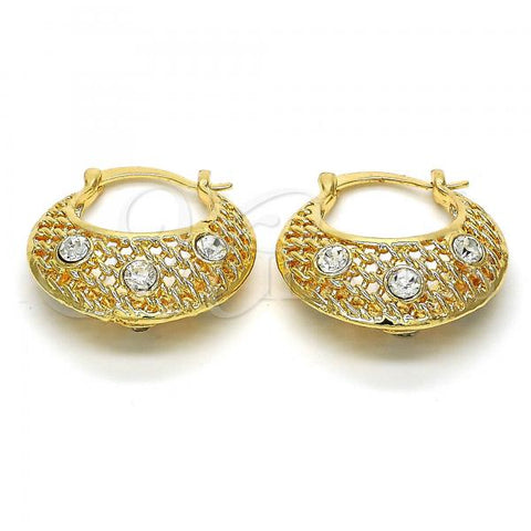 Oro Laminado Medium Hoop, Gold Filled Style with White Crystal, Polished, Golden Finish, 02.170.0182.1.25