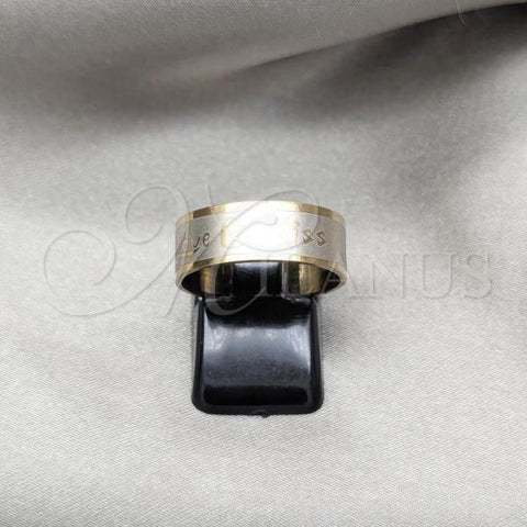 Stainless Steel Mens Ring, Scorpion and Dragon-Fly Design, Polished, Golden Finish, 01.63.0711.10